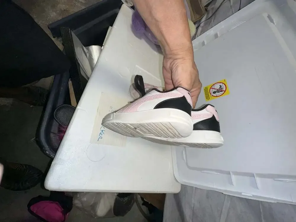 Lot of 2 Pairs Kids Sneakers: Puma Black/White/Pink Size 12C and Cat & Jack Flor